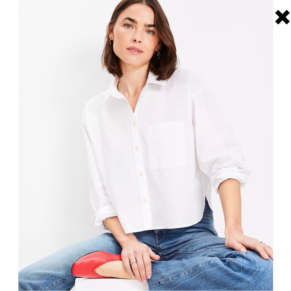 LOFT Crisp White Collared Shirt